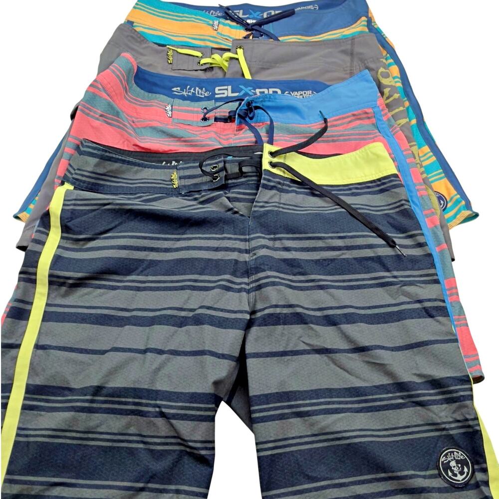 Salt Life Lot (4) Swim Board Trunks Men's 34 SLX-QD Vapor Stretch